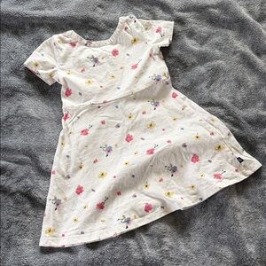 GAP White Floral Short-Sleeve Swing Dress
